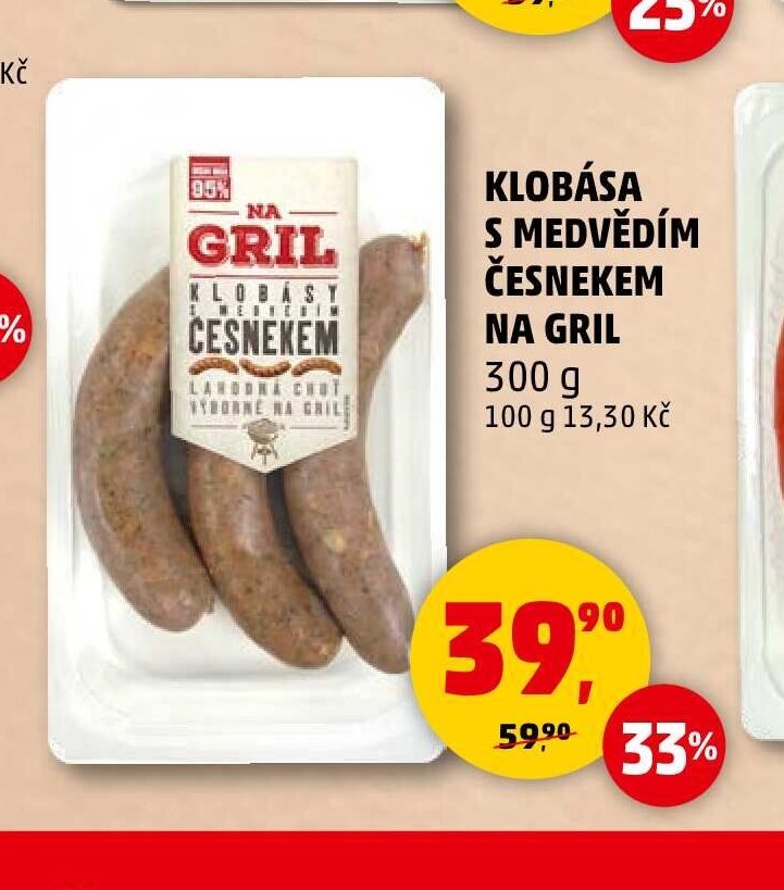 KLOBÁSA S MEDVĚDÍM ČESNEKEM NA GRIL