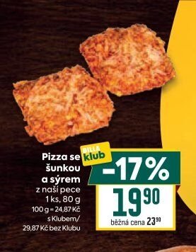 Pizza se šunkou a sýrem z naší pece