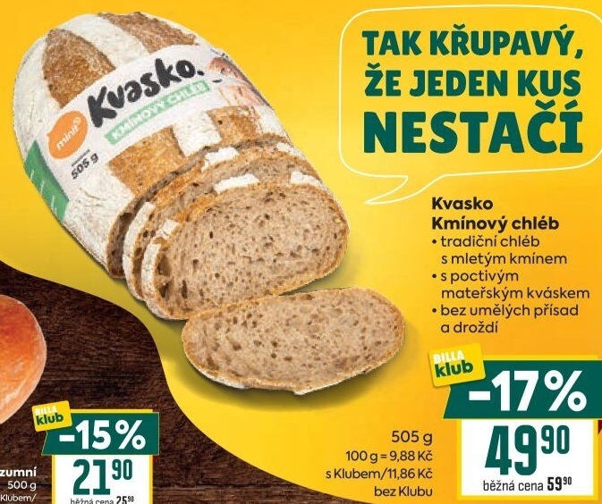 Chléb kmínový Kvasko Minit