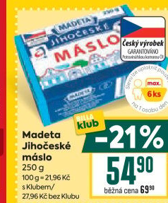 Máslo Jihočeské Madeta