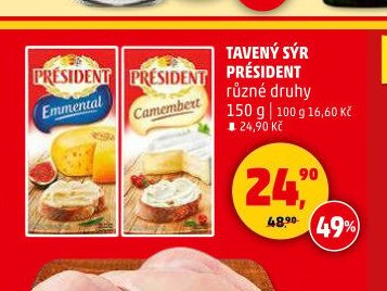 Tavený sýr Président