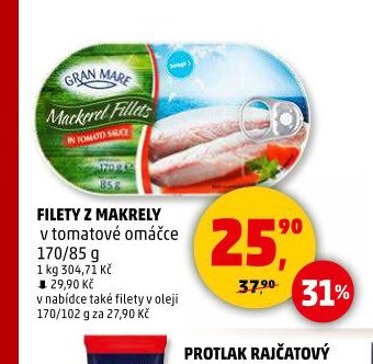 FILETY Z MAKRELY v tomatové omáčce
