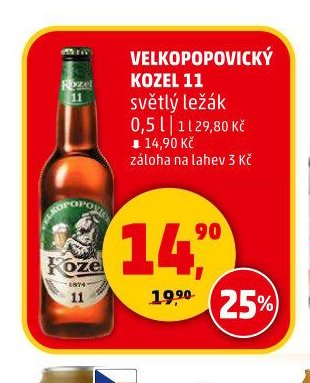 Velkopopovický Kozel 11 světlý ležák