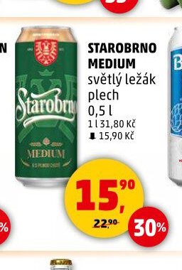 Starobrno Medium světlý ležák plech