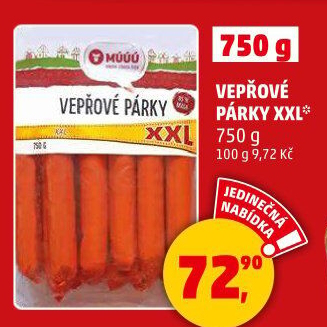 Párky vepřové loupací Maso uzeniny Písek