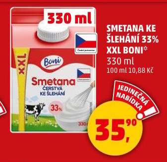 Smetana ke šlehání Boni 33%