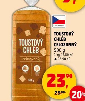 Toustový chléb celozrnný Karlova Koruna