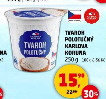 Tvaroh polotučný Karlova Koruna