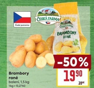 Brambory konzumní rané Česká farma