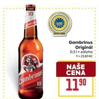 Pivo světlé výčepní Originál 10° Gambrinus