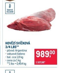 Hovězí svíčková 3/4 lbs