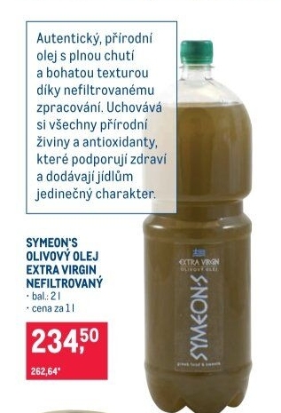 Olivový olej extra panenský nefiltrovaný Symeon'