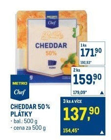 Sýr Cheddar 50 % Metro Chef