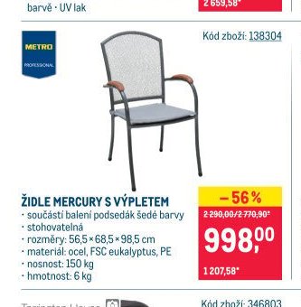 ŽIDLE MERCURY S VÝPLETEM