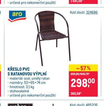 KŘESLO PVC S RATANOVOU VÝPLNÍ