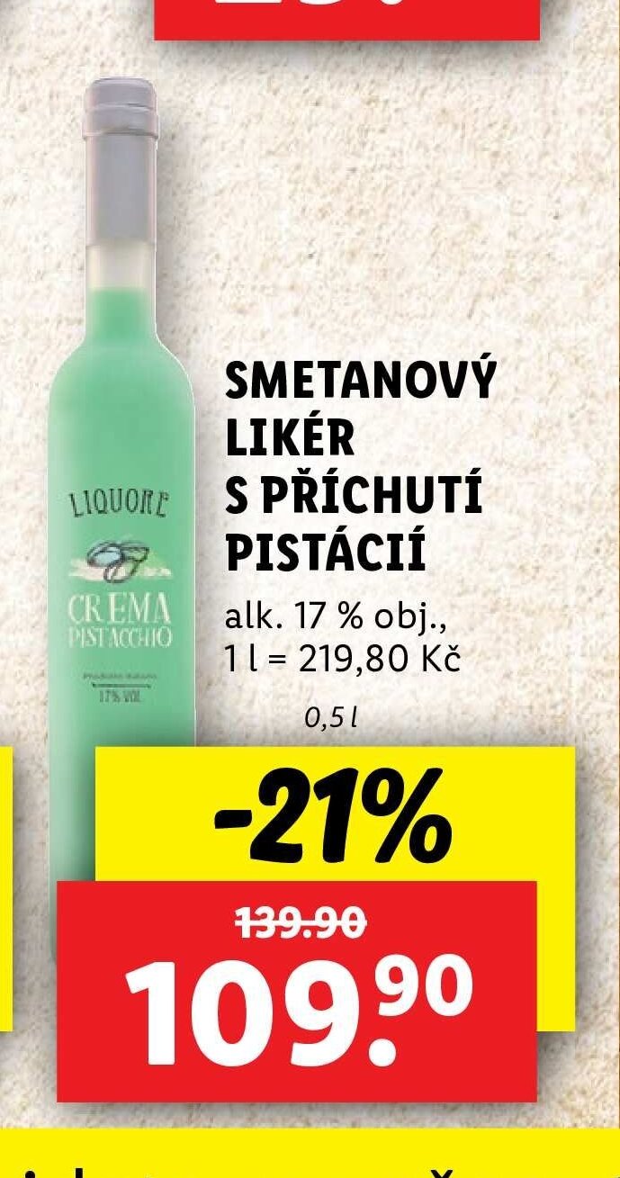 Smetanový likér s příchutí pistácií