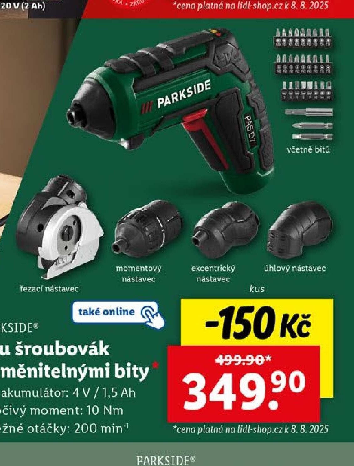 PARKSIDE Aku šroubovák s vyměnitelnými bity