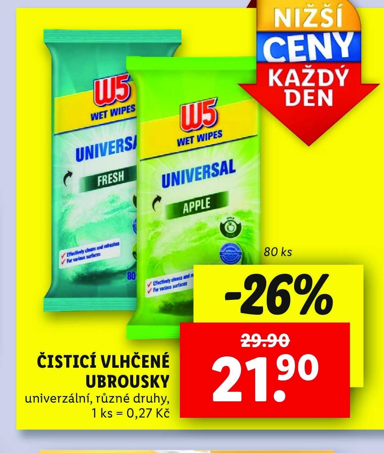 W5 čistící vlhčené ubrousky
