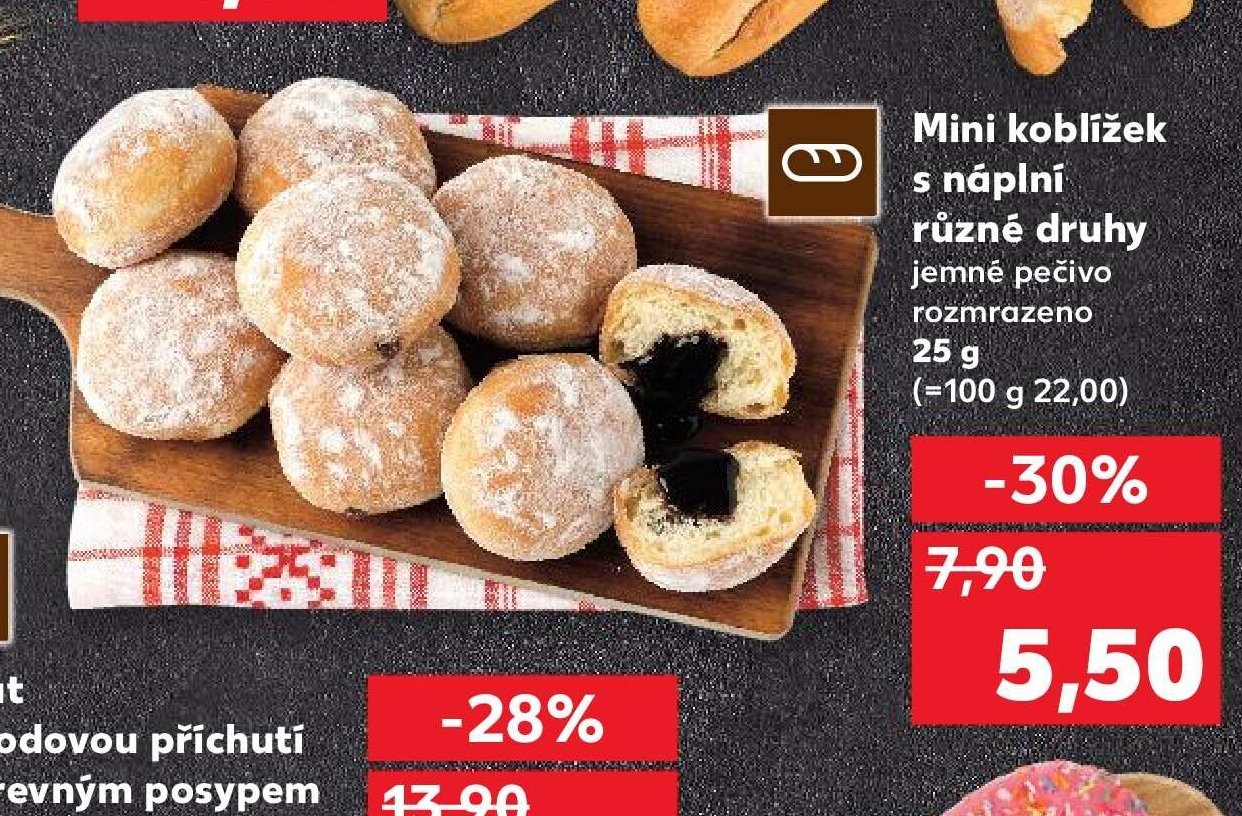 Mini koblížek s náplní různé druhy