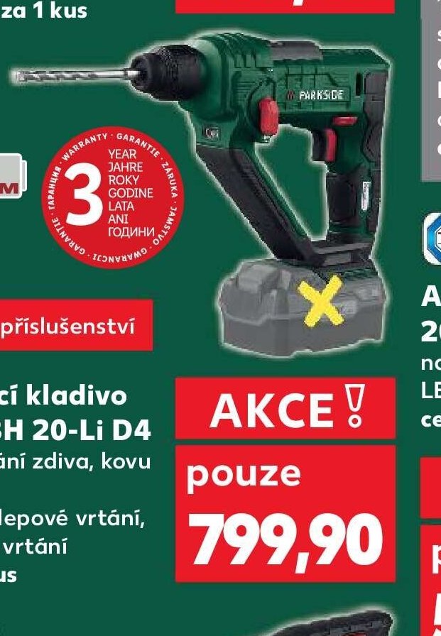 Aku vrtací kladivo 20 V PABH 20-Li D4