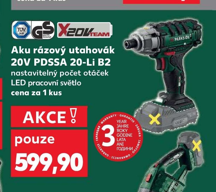 Aku rázový utahovák 20 V PDSSA 20-Li B2