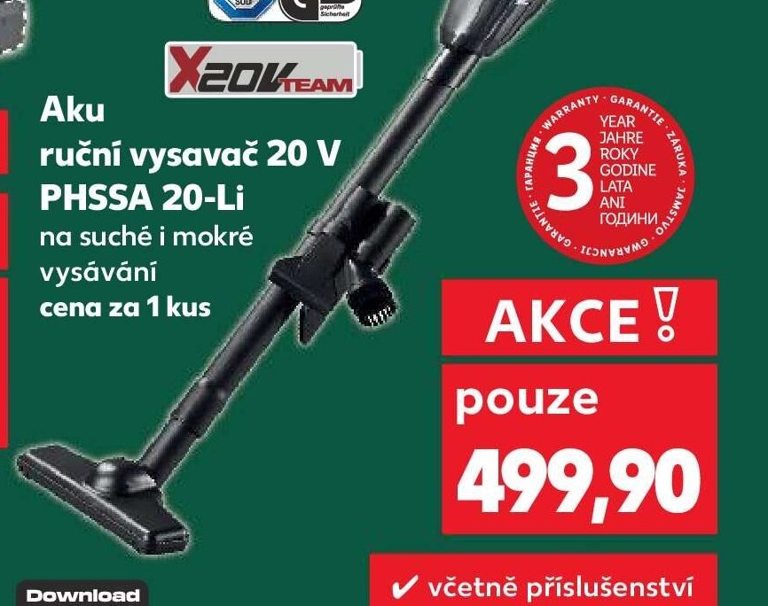 Aku ruční vysavač 20 V PHSSA 20-Li