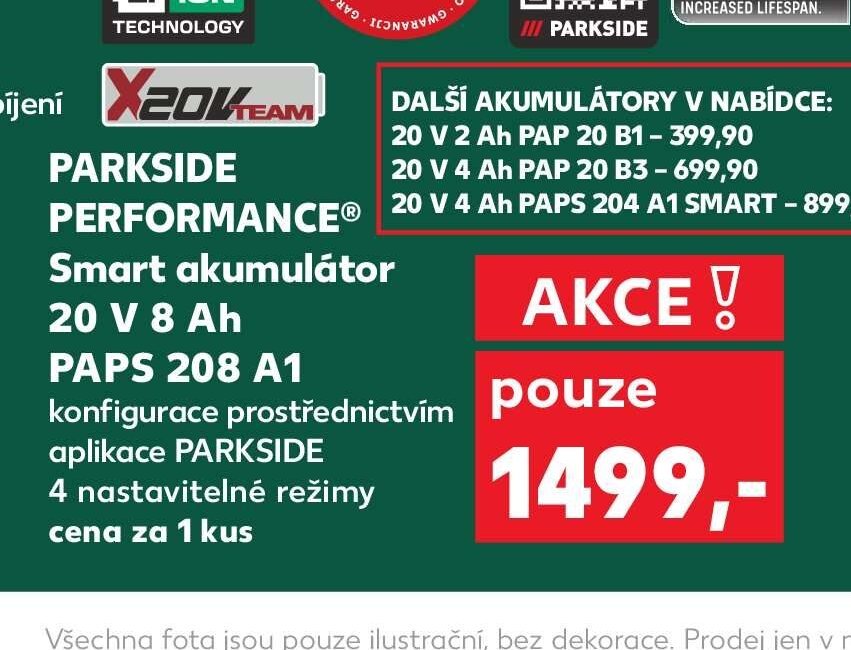PARKSIDE PERFORMANCE Smart akumulátor 20 V 8 Ah PAPS 208 A1