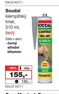 Soudal klempířský tmel, 310 ml