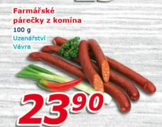 Farmářské párečky z komína Uzenářství Vávra