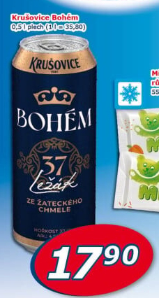 Pivo světlý ležák Bohém Krušovice