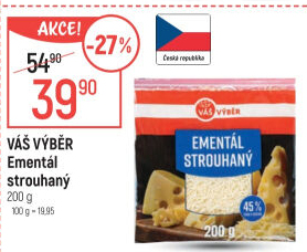Sýr Ementál strouhaný Váš Výběr