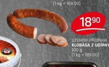 UZENINY PŘÍBRAM KLOBÁSA Z UDÍRNY 100 g