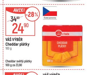 VÁŠ VÝBĚR Cheddar plátky 100 g