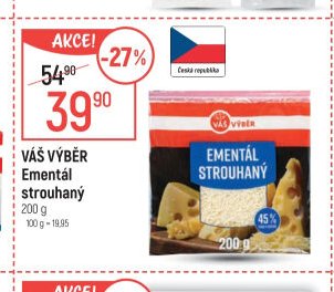 VÁŠ VÝBĚR Ementál strouhaný 200 g