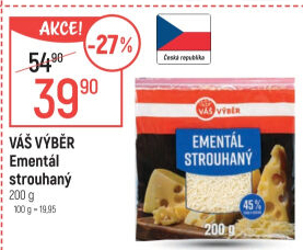 Sýr Ementál strouhaný Váš Výběr