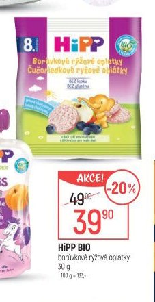 HiPP borůvkové rýžové oplatky