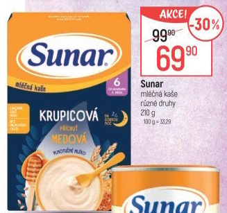 Kaše mléčná krupicová Sunar