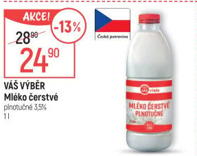 Mléko čerstvé Váš Výběr - 3,5% plnotučné