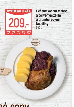 Pečené kachní stehno s červeným zelím a bramborovými knedlíky