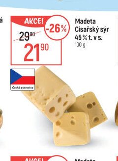 Madeta Císařský sýr 45% t. v s.