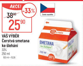 Čerstvá smetana ke šlehání 33 % Váš Výběr
