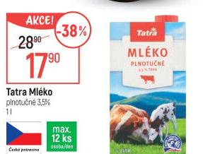 Mléko trvanlivé Tatra - 1,5% polotučné