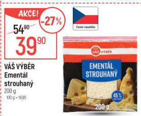 Sýr Ementál strouhaný Váš Výběr