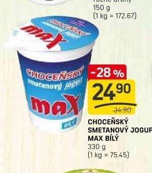 CHOCEŇSKÝ SMETANOVÝ JOGURT MAX BÍLÝ