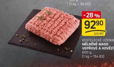 KOSTELECKÉ UZENINY MĚLNĚNÉ MASO VEPŘOVÉ A HOVĚZÍ 600 g - FLOP TOP akcniletaky.com