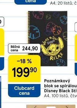 Poznámkový blok se spirálou Disney Black Stitch A4, 100 listů, čtverečkovaný