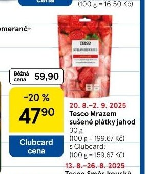 Tesco Mrazem sušené plátky jahod 30 g