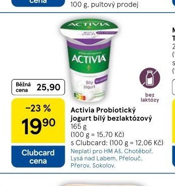 Activia Probiotický jogurt bílý bezlaktózový
