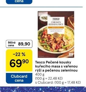 Tesco Pečené kousky kuřecího masa s vařenou rýží a pečenou zeleninou