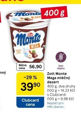 Zott Monte Mega mléčný dezert 400 g